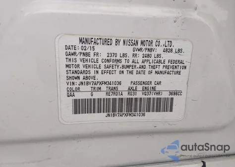 2015 Infiniti Q50 Premium from USA, damaged, VIN JN1BV7APXFM341036